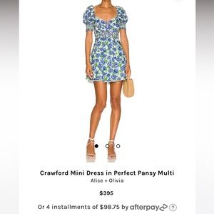 Alice + Olivia Crawford mini dress size XS